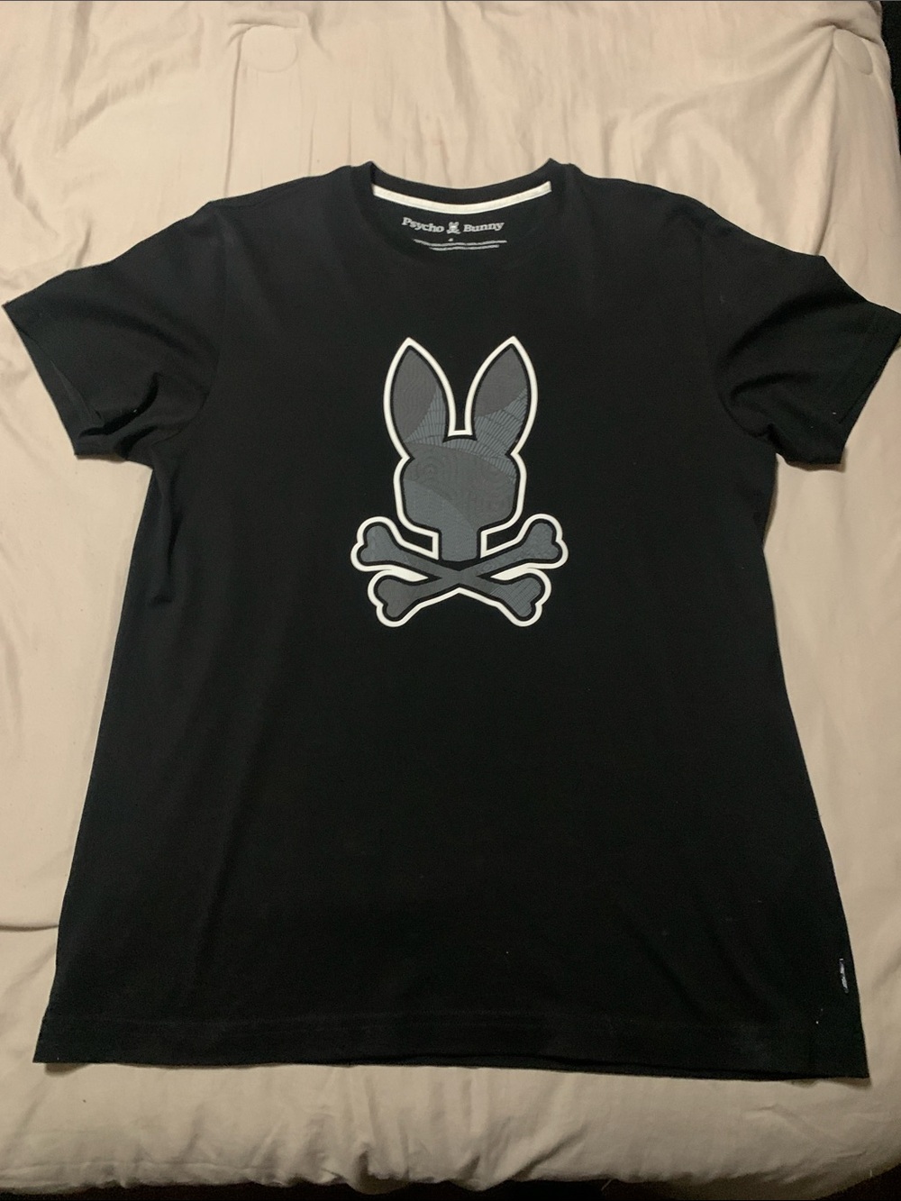 Psycho Bunny Black Tee with Large Gray Logo